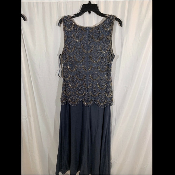 NEW Pisarro Nights Beaded Mock Two-Piece Gown‎ - Picture 7 of 8